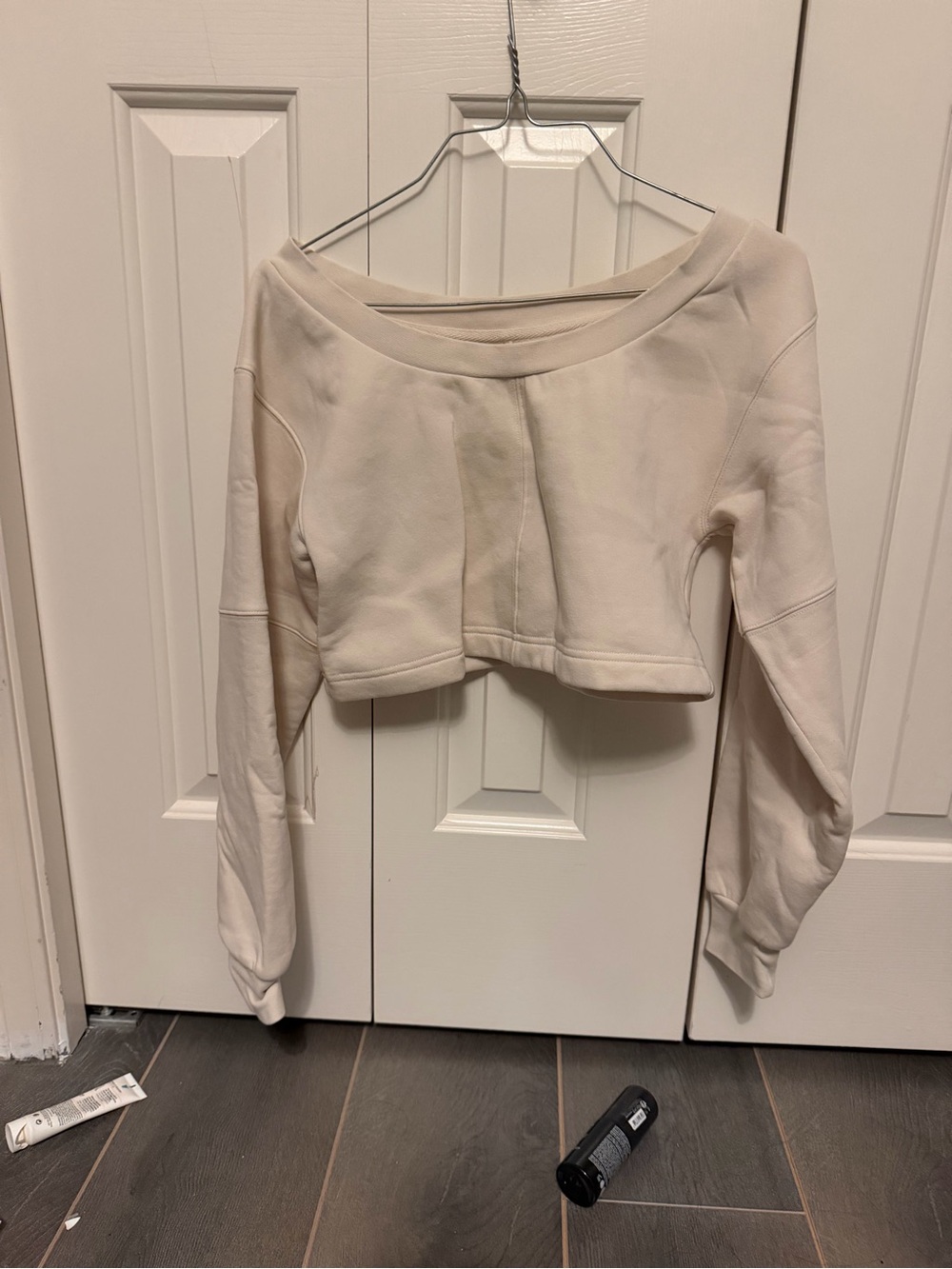 OAK + FORT Cropped Boatneck Sweater in Cream